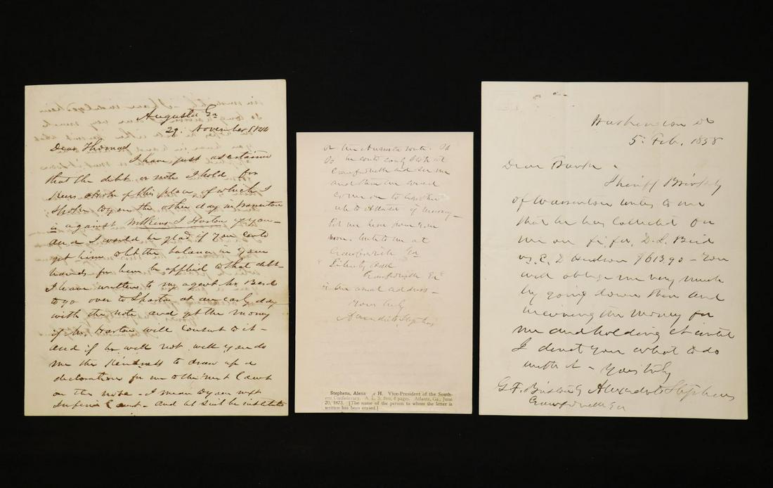 Alexander Stephens, ALS, Lot of 3 (1 of 7)