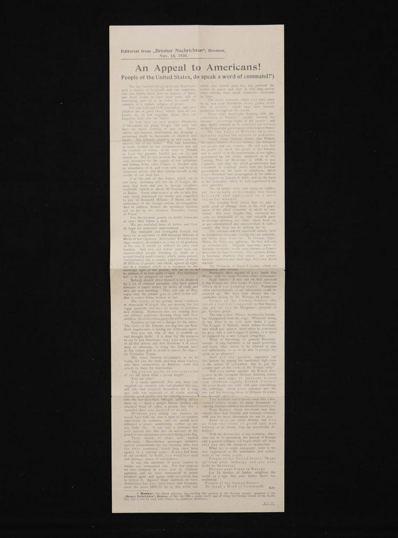 WWI, Scarce Broadside (1 of 4)