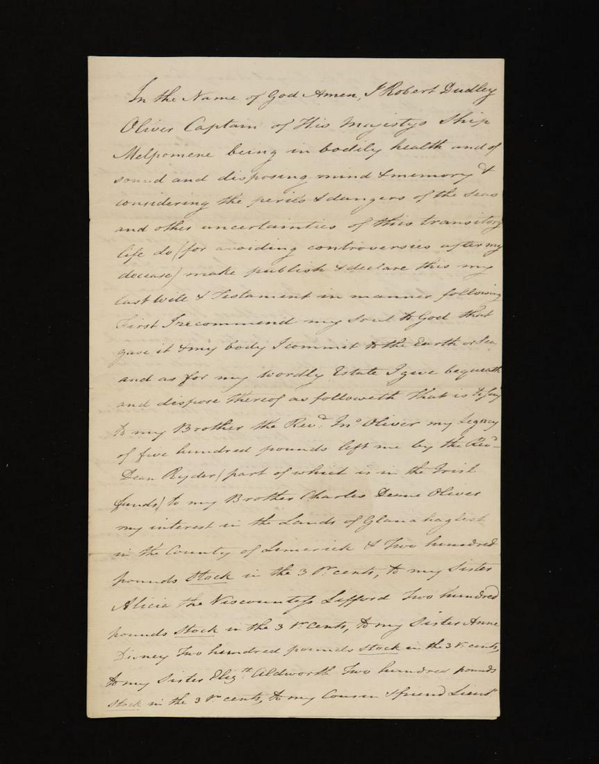Revolutionary War, Manuscript Will (1 of 4)