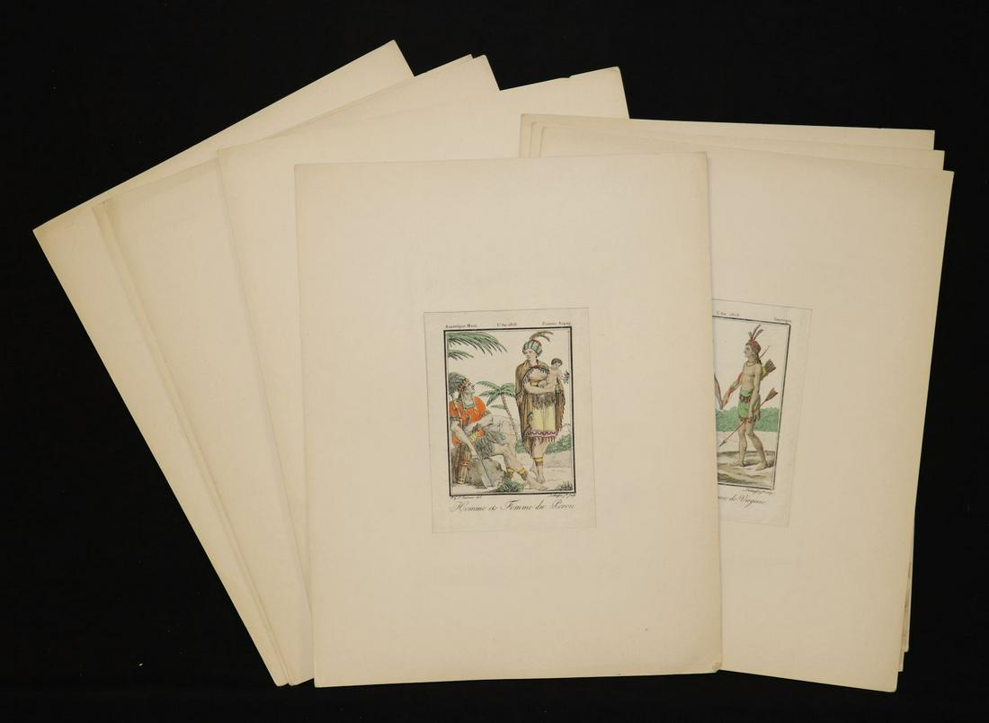 [Native Americans]  Lot of Hand-Colored Engravings (1 of 9)