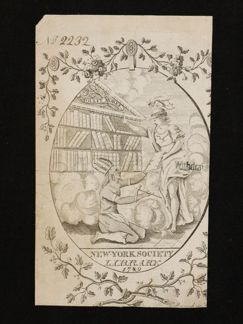 Rare Engraved Bookplate, 18th c. New York (1 of 2)