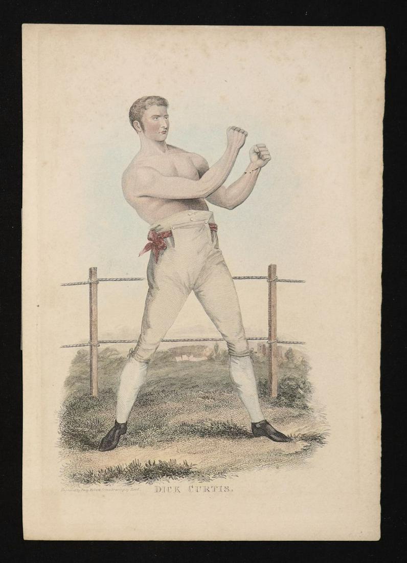 [Pugilism]  Hand-Colored Engraving of Dick Curtis (1 of 2)