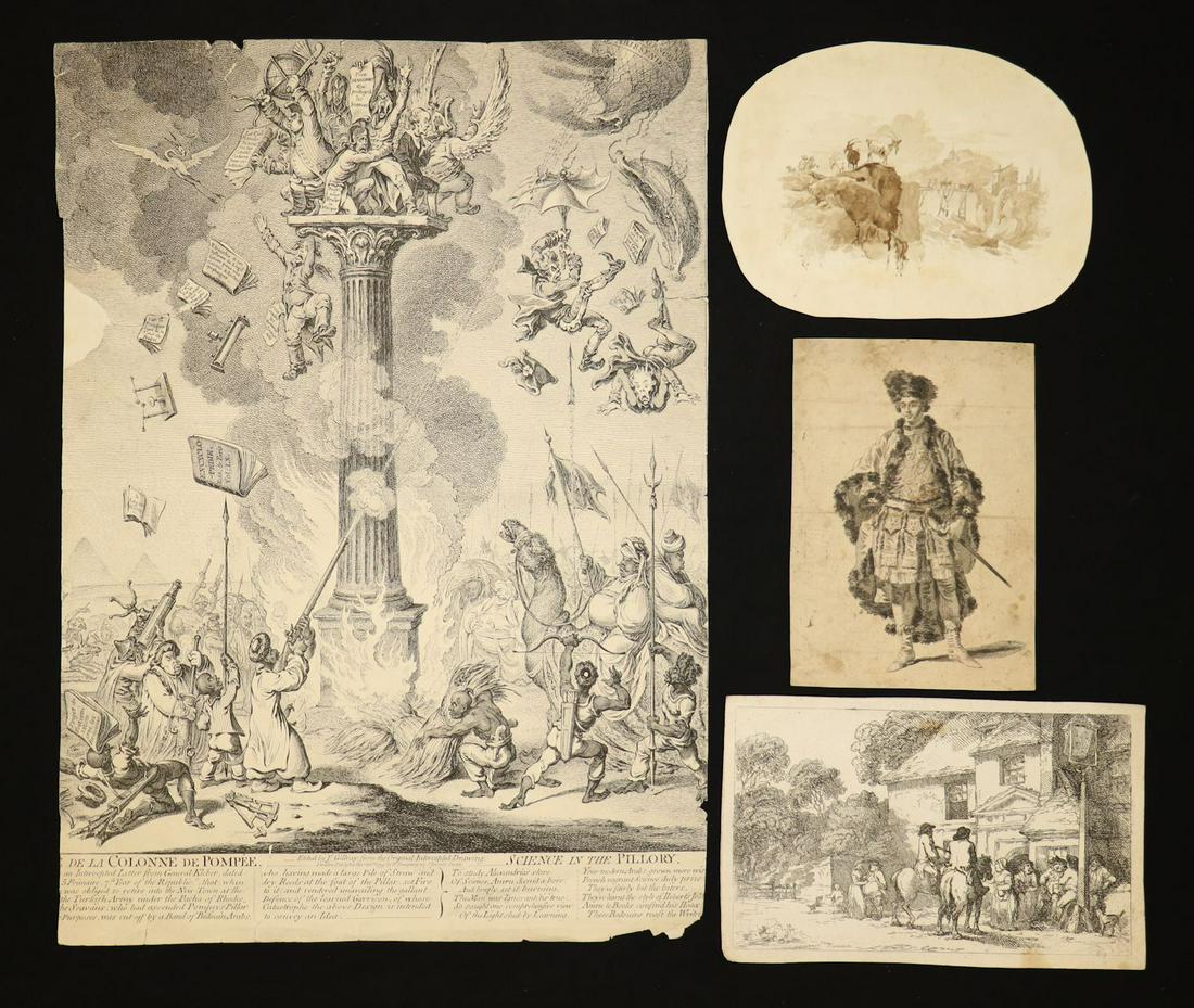 Lot of Antique Prints and Ink/Wash (1 of 4)