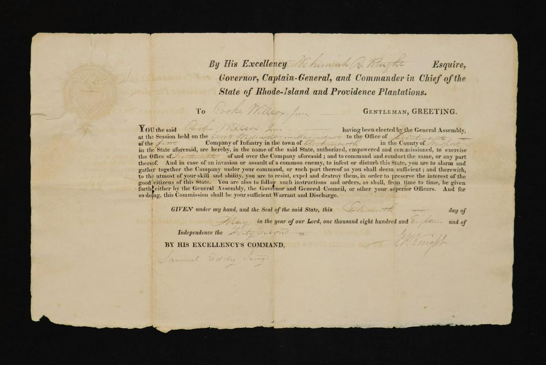 [Rhode Island Governor, Signed Document, 1818] (1 of 3)