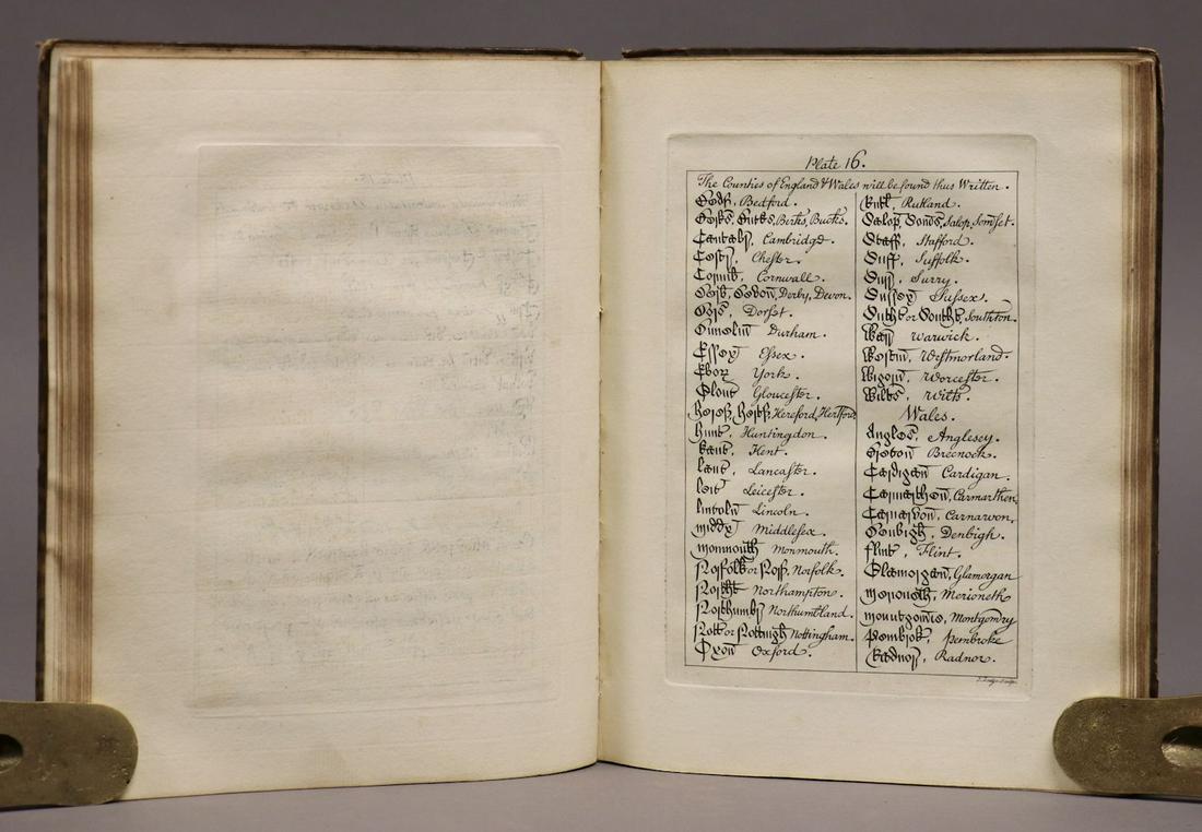 [Law] Court Hand Restored, 1776: Wright, Andrew. COURT HAND RESTORED. London: Benjamin White, 1776. 4to. 99, [1] pp. + 20 leaves of engraved plates reproducing hand-writing. 19th c. decorative cloth boards, spine panel absent. This c