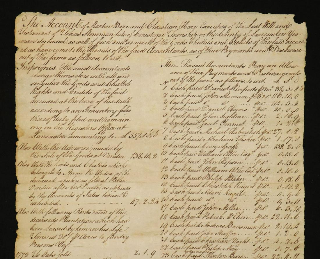 [18th c. Lancaster, Pennsylvania] (1 of 6)