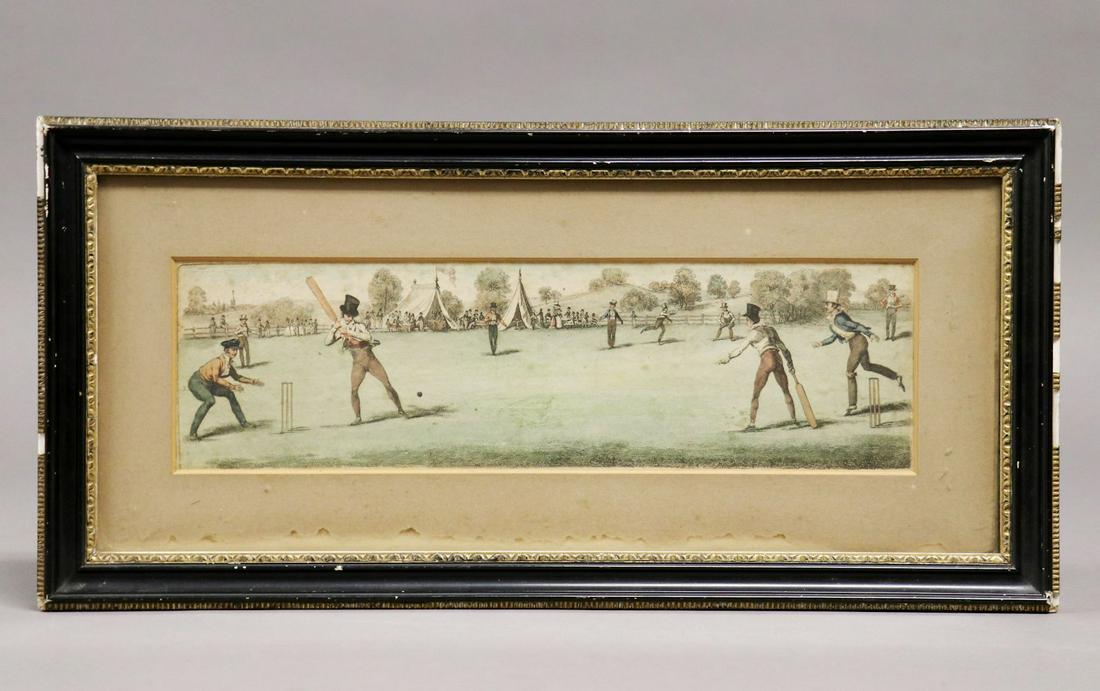 [Cricket]  19th c. Hand-colored Print, Framed (1 of 5)