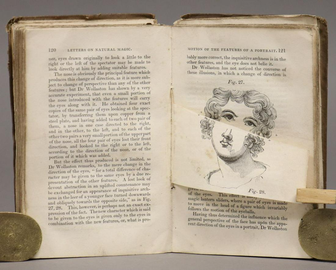 Natural Magic, Early Computing: Brewster, David, Sir. LETTERS ON NATURAL MAGIC, ADDRESSED TO SIR WALTER SCOTT. London: John Murray, 1832.6" x 3.75". [6, ads], xi, [1], 351 pp., with numerous illustrations in-text, including two with
