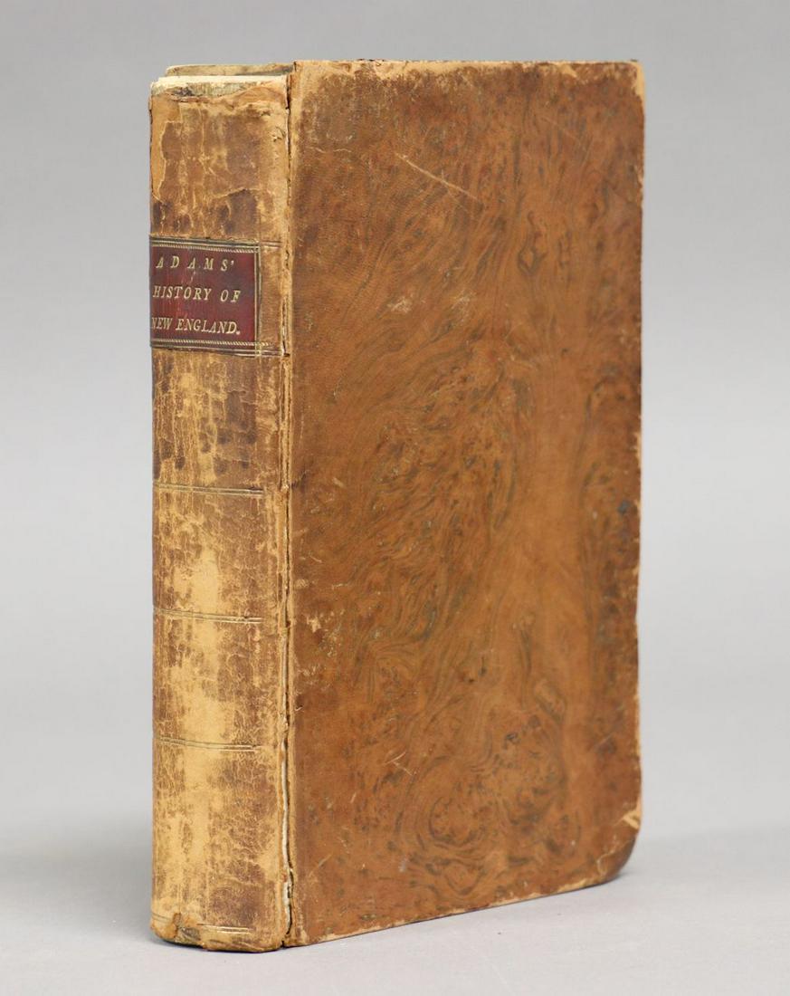 Hannah Adams' History of New England, 1799: Adams, Hannah. A SUMMARY HISTORY OF NEW-ENGLAND. Dedham: printed for the Author by H. Mann and J. H. Adams, 1799. 8vo. 513, [3] pp. Bound in period full marbled sheep. *********** FIRST EDITION of one