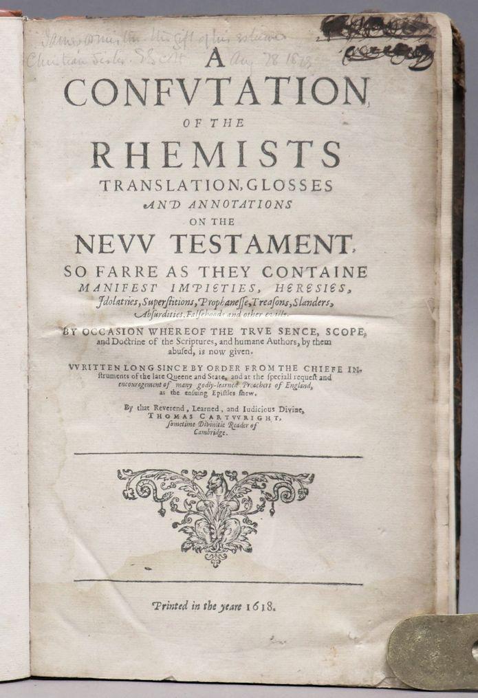Refutation of Rhemists, 1618 (1 of 9)