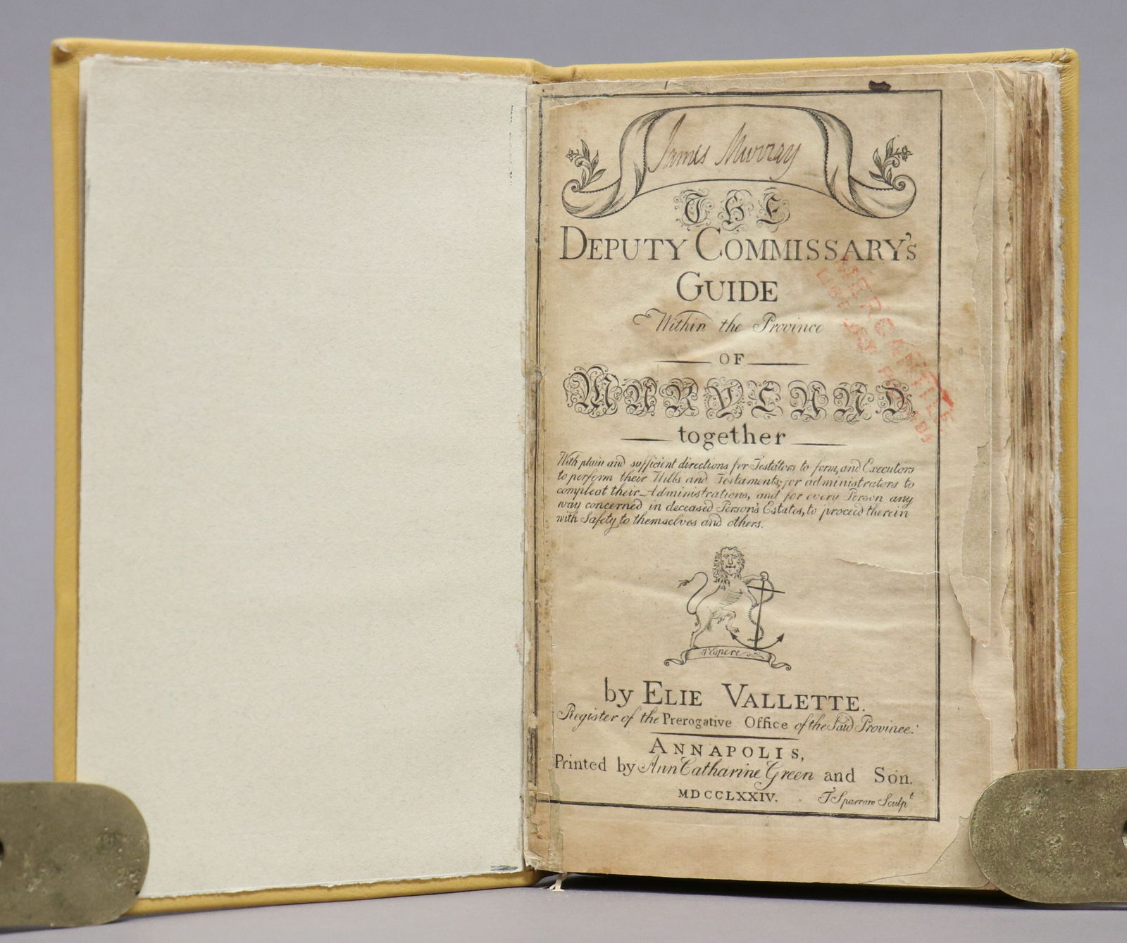 [First American Legal Work, Maryland, 1774] (1 of 8)