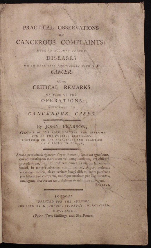 Pearson on Cancer. 1793. (1 of 8)