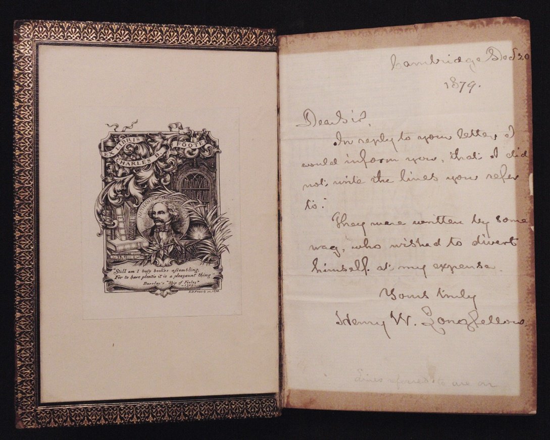 Longfellow. [Signed ALS]  The Golden Legend. (1 of 4)