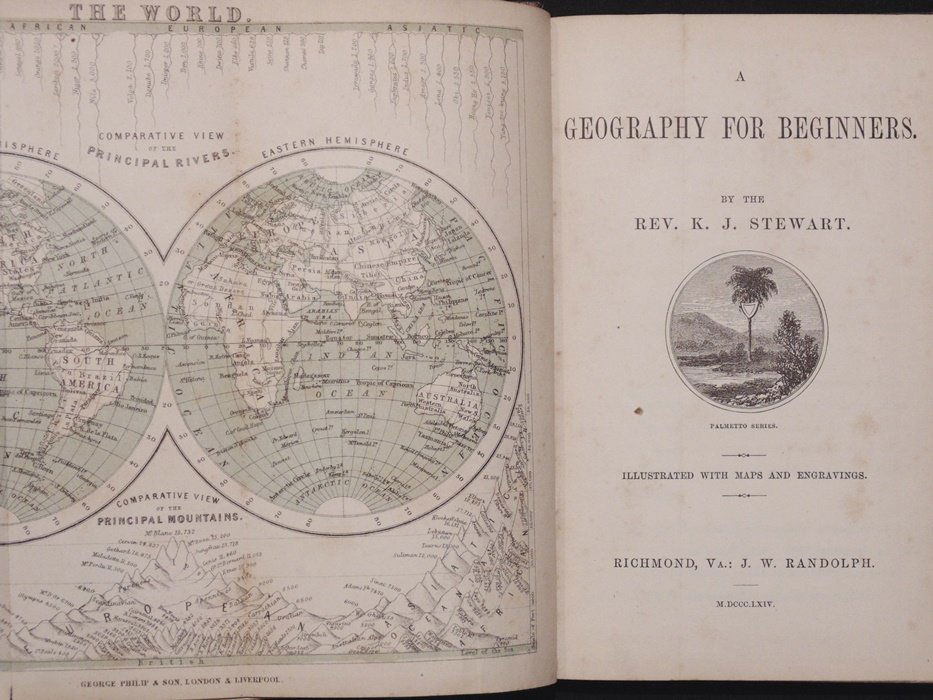 [Confederate Imprint]  Stewart's Geography (1 of 4)