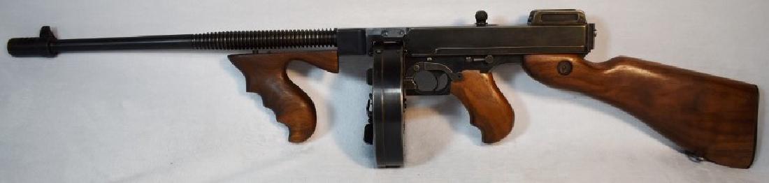 Thompson Model 1927 A1: 45 Semi-Auto Carbine With 50 Round Magazine, All Original Pistol Grip, Forearm Grip, Ribbed Barrel. Very Early Model. Ser# PLKH0095. This Gun Came Out Of Famed Jeremy Mayfield, Nascar Drivers Personal