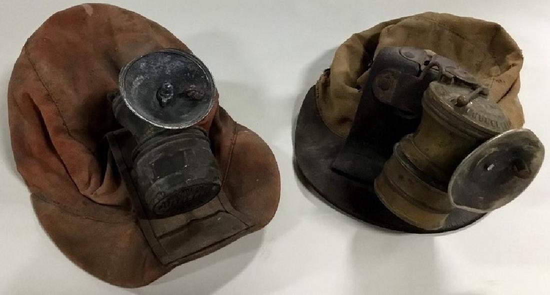 Lot of 2 Mining hats-helmets w/carbide lights (1 of 4)