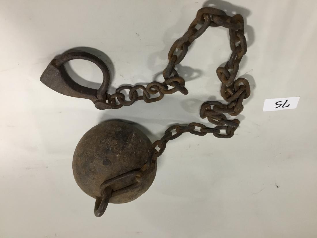 Ball and chain, All original 6 1/2" Diameter Ball. Do (1 of 3)
