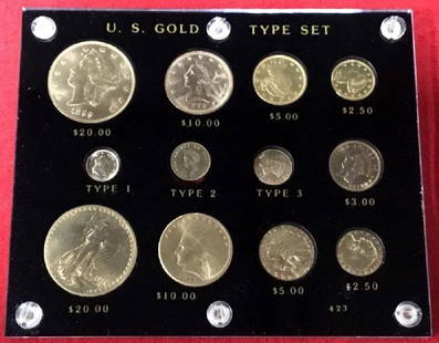 12 Piece U.S. Gold Type Set: Gorgeous 12 Piece U.S. Gold Type Set in a Capital Plastics Set