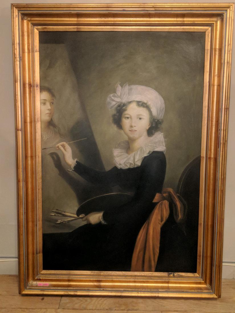 Elizabeth Vigee-Lebrun (French 1755-1842) Self Portrait: Elizabeth Vigee-Lebrun (French 1755-1842) "Self Portrait" 20th century oil on canvas. Overall: 43" x 31" Sight size: 36" x 24"