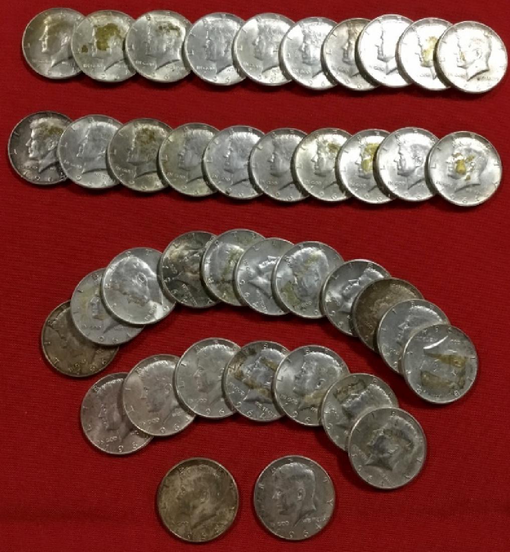 Lot of 40 1964 Kennedy half dollars, Various condition (1 of 1)