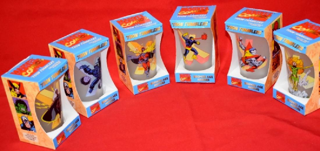 Lot of 6 Marvel Toon Tumbler Glasses: Phoenix, Colossus, Beast, Magnet, Storm, Cyclops