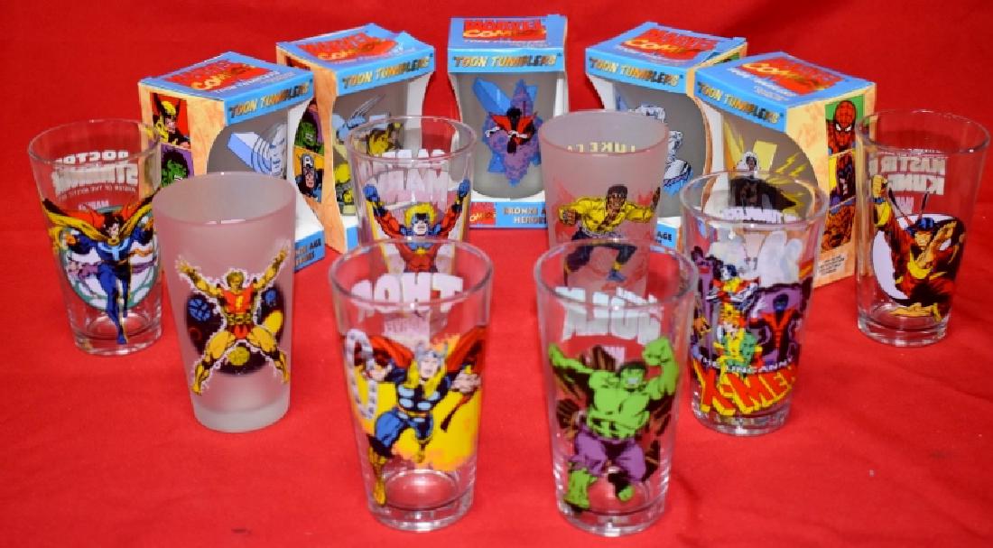 Lot of 12 Marvel Toon Tumbler Glasses: Thor, Hulk, Wolverine, and others