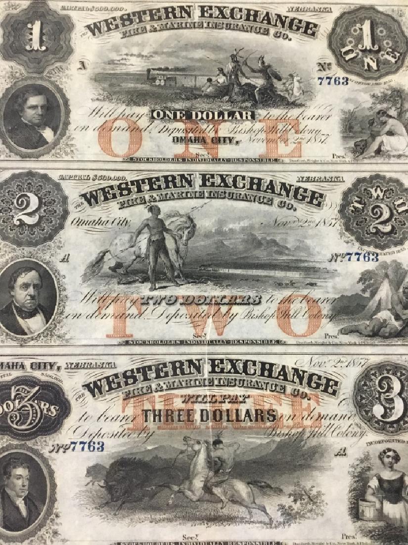 Uncut Sheet of 1857 Western Exchange-Omaha City,: Uncut Sheet of 1857 Western Exchange-Omaha City, Nebraska Notes