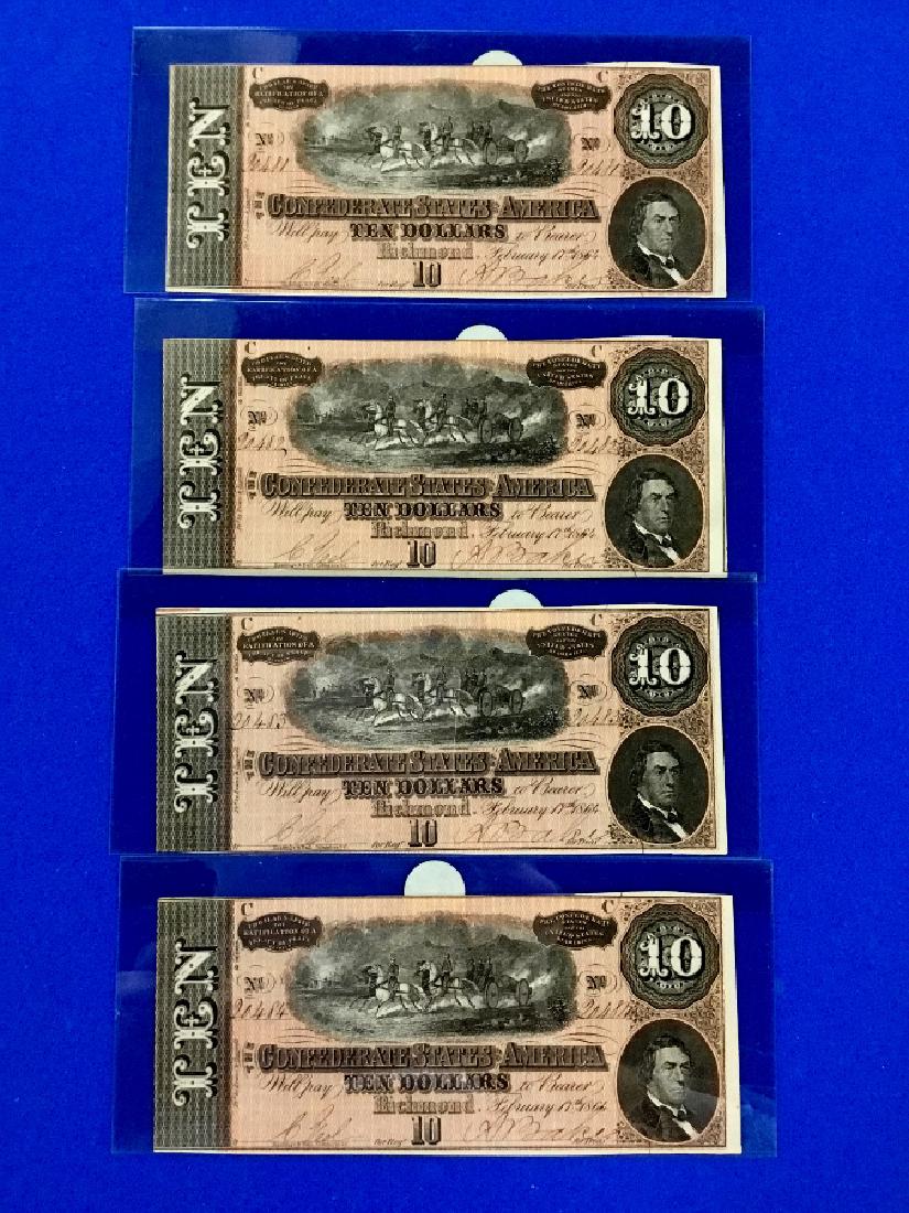Lot of 4 CSA Notes T-68 Ten Dollar Consecutive notes: Serial numbers 20481-20484