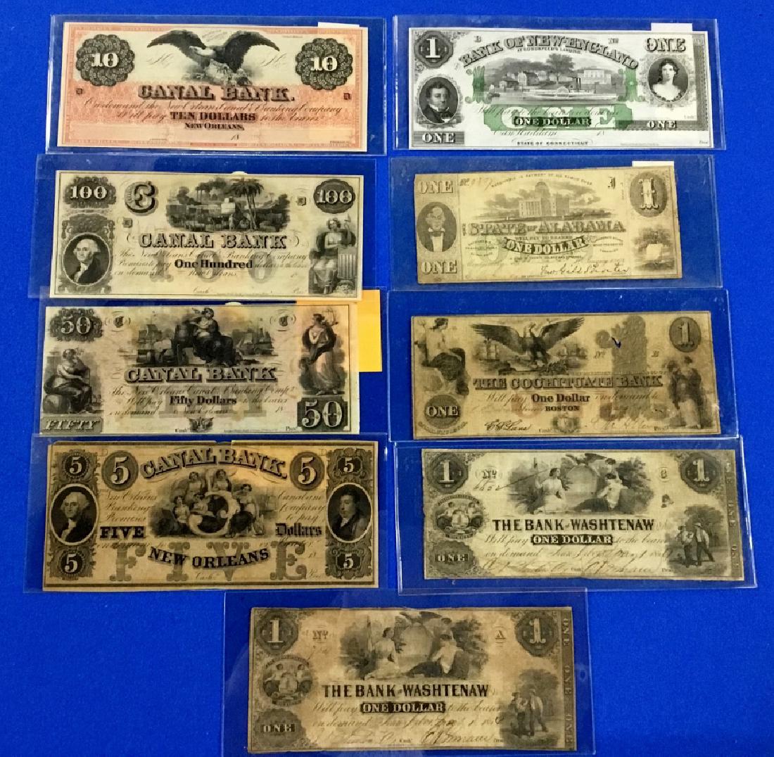 Lot of 9 Various Notes: One, Five, Ten, fifty and 100 Dollar Notes