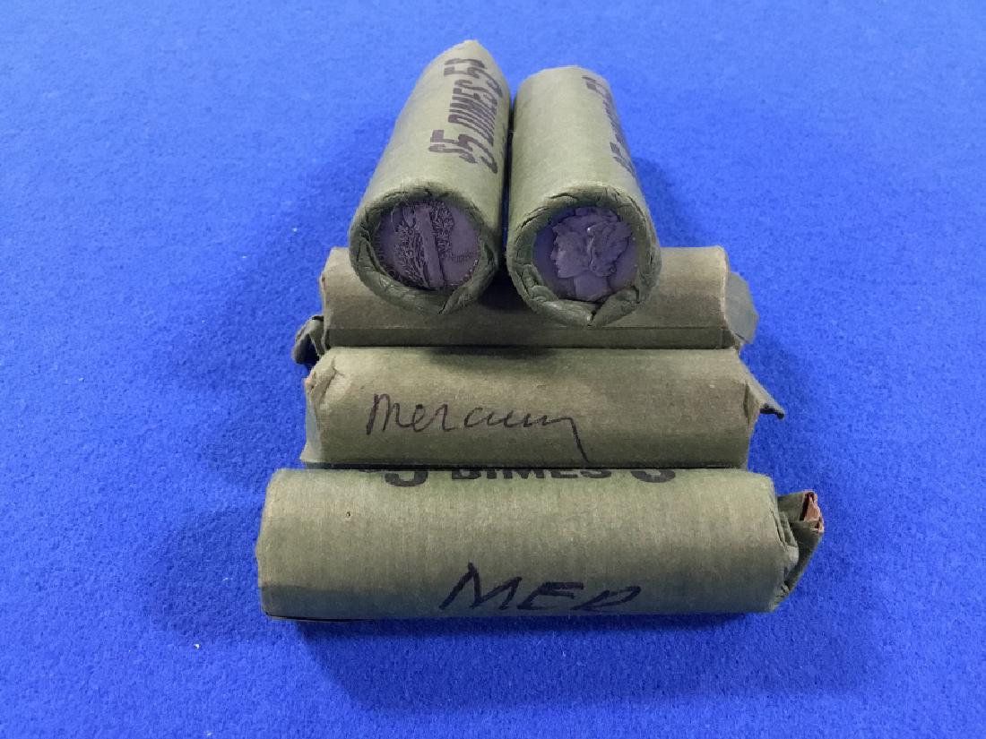 5-Rolls of Mercury Dimes: 90% Silver Unsearched