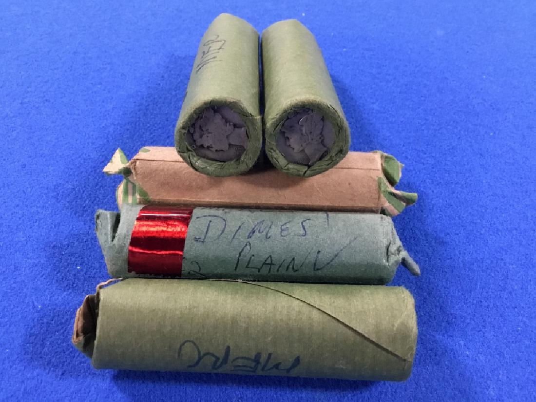 5-Rolls of Mercury Dimes: 90% Silver Unsearched
