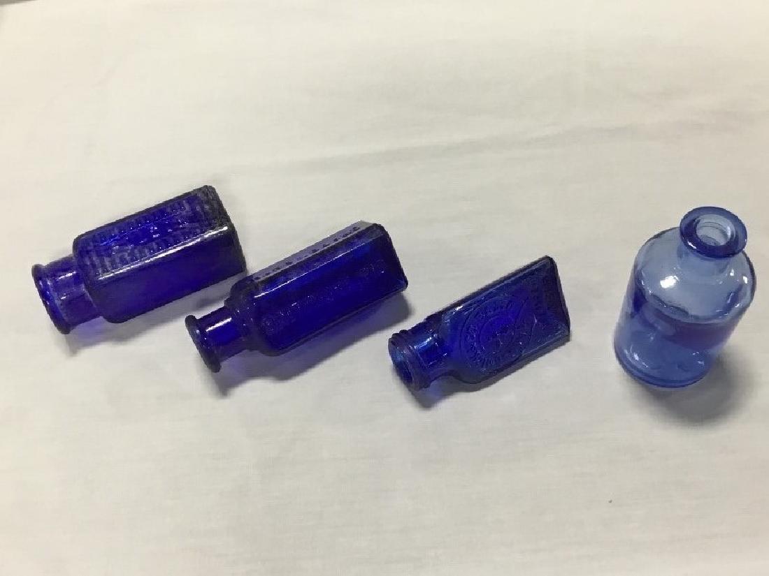Lot of 4 Cobalt Blue Medicine bottles (1 of 5)