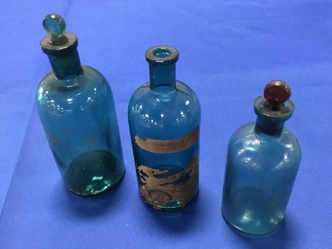Lot of 3 Aqua-Blue Apothecary Jars (1 of 3)