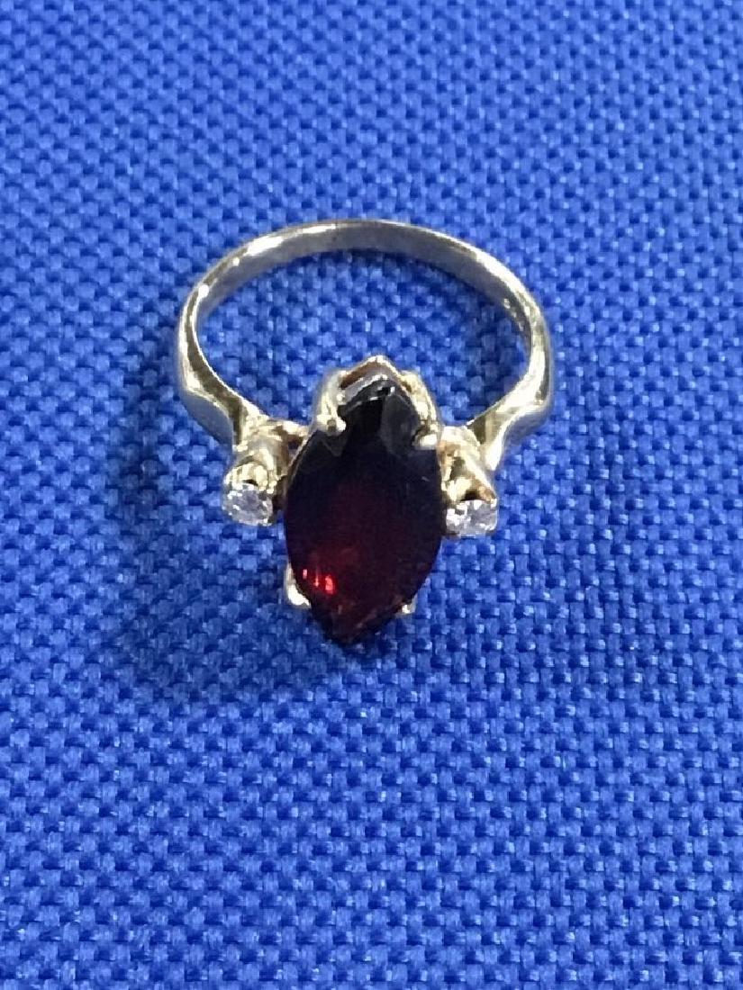 14K Yellow Gold Garnet and Diamond Ring: Size 5.5