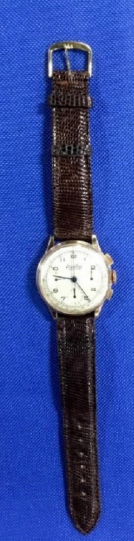 Breitling Premier 18K Gold Chronograph Watch: Breitling Premier 18K Gold Chronograph Watch with Alligator Band, circa 1940's. In working order, has been serviced within the past 30 days.
