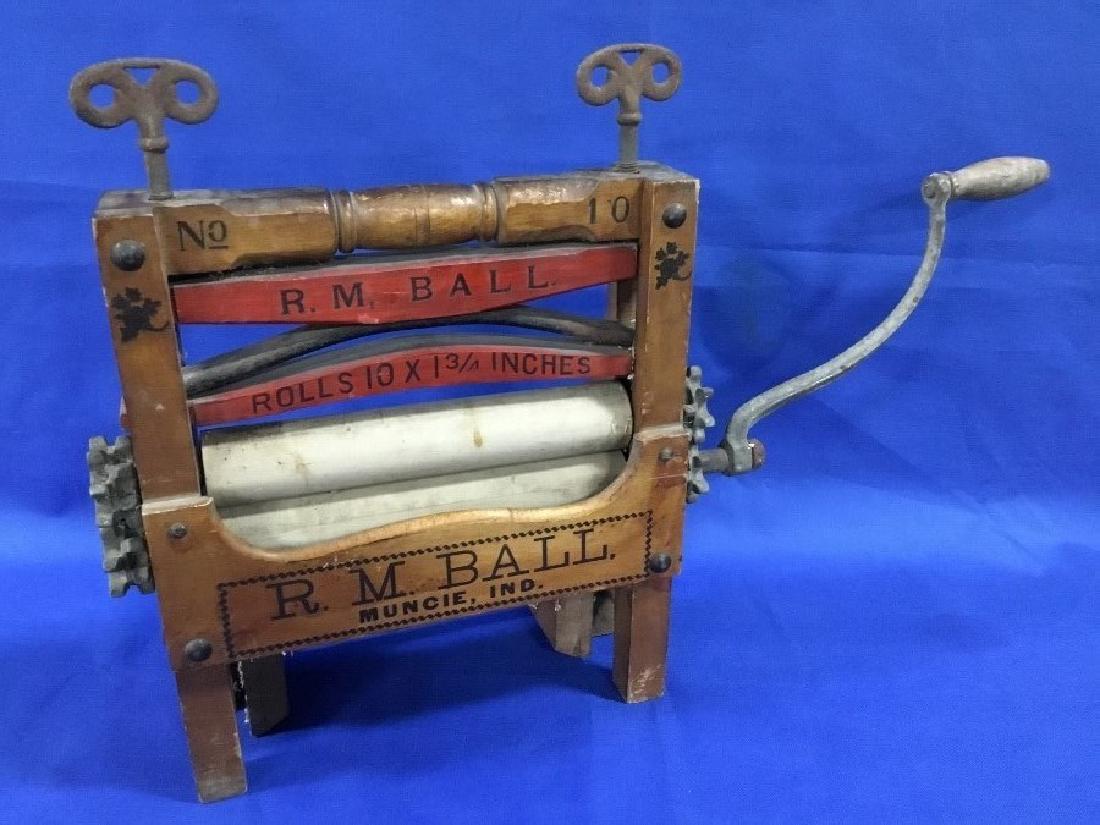 R.M. Ball Washing Machine Wringer Number 10: All original, made in Muncie Indiana, still in working order.