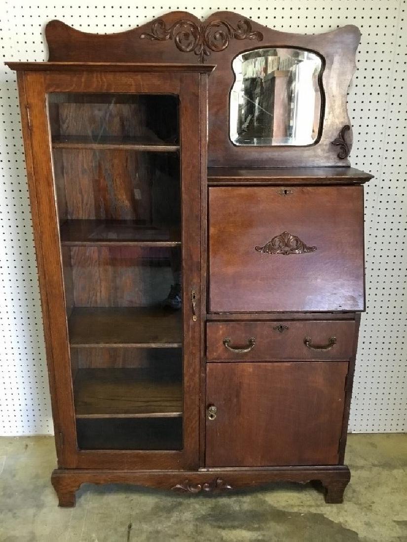 Solid Oak Bookcase, Secretary Desk (1 of 4)