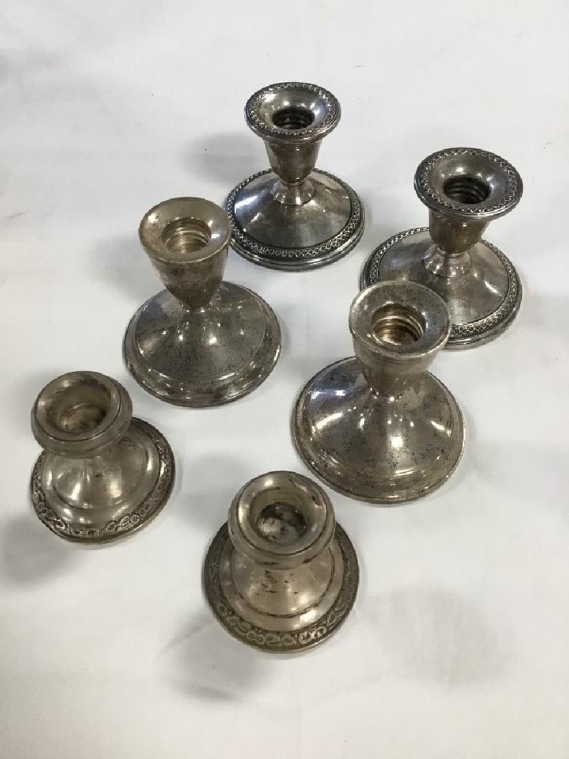 Lot of 3 Pairs of Sterling Silver Candle Stick Holders (1 of 2)