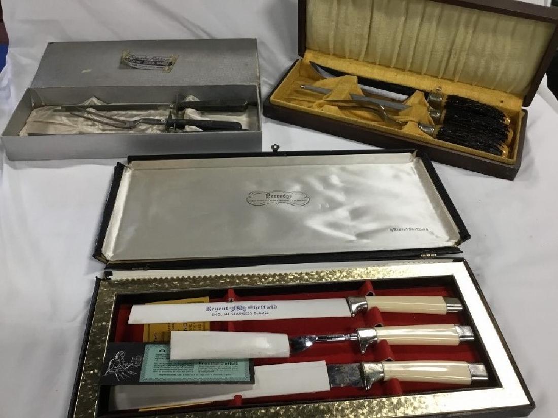 Lot of 3 Vintage Carving Knife Sets (1 of 4)