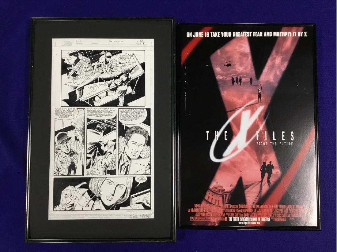 X-Files Original Comic Art Work Signed and Movie Poster (1 of 5)