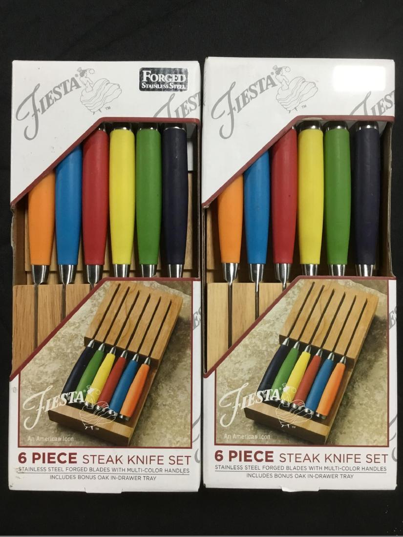 Lot of 2 6 piece Fiesta Steak Knife Sets