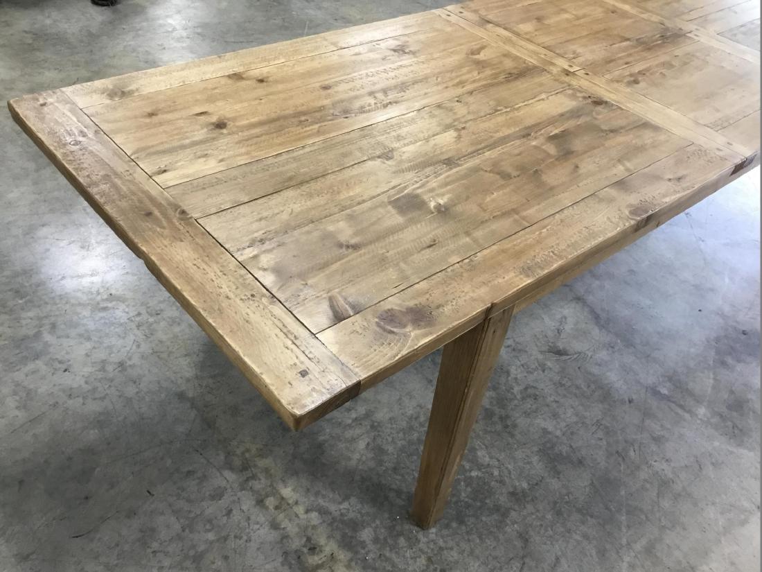 8 to 10ft farm table: Has 2 leaves to make table 8 to 10 foot. Made out of southern pine. 38 inches wide. VGC