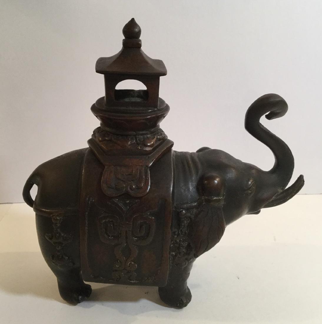 19th century Chinese Bronze Elephant Form Censer: 19th century Chinese Bronze Elephant Form Censer. H: 7" W: 7"