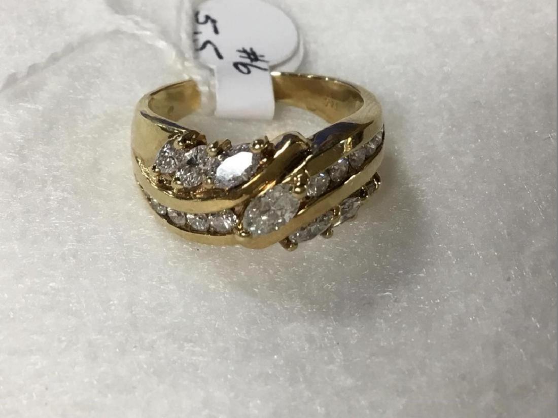 Ladies 14k yellow gold diamond ring: Marquise full cut 8k, size 5.5