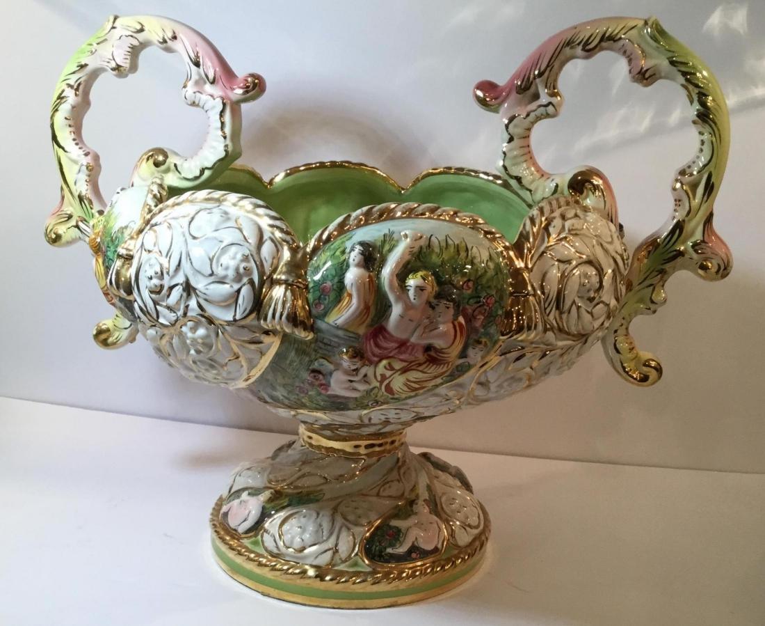 Large Italian Capodimonte Porcelain TwoHandle