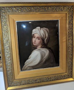 Large 19th C KPM Porcelain Plaque Portrait of Sybil: Large 19th Century KPM Porcelain Plaque Portrait of Sybil after Guido Reni. Overall: 22" x 19" Plaque: 14" x 12"