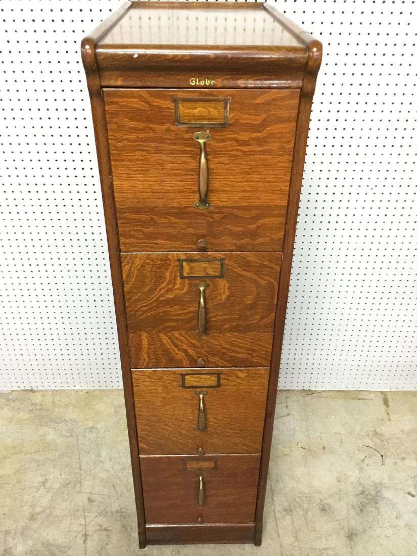 Globe Oak 4 Drawer File