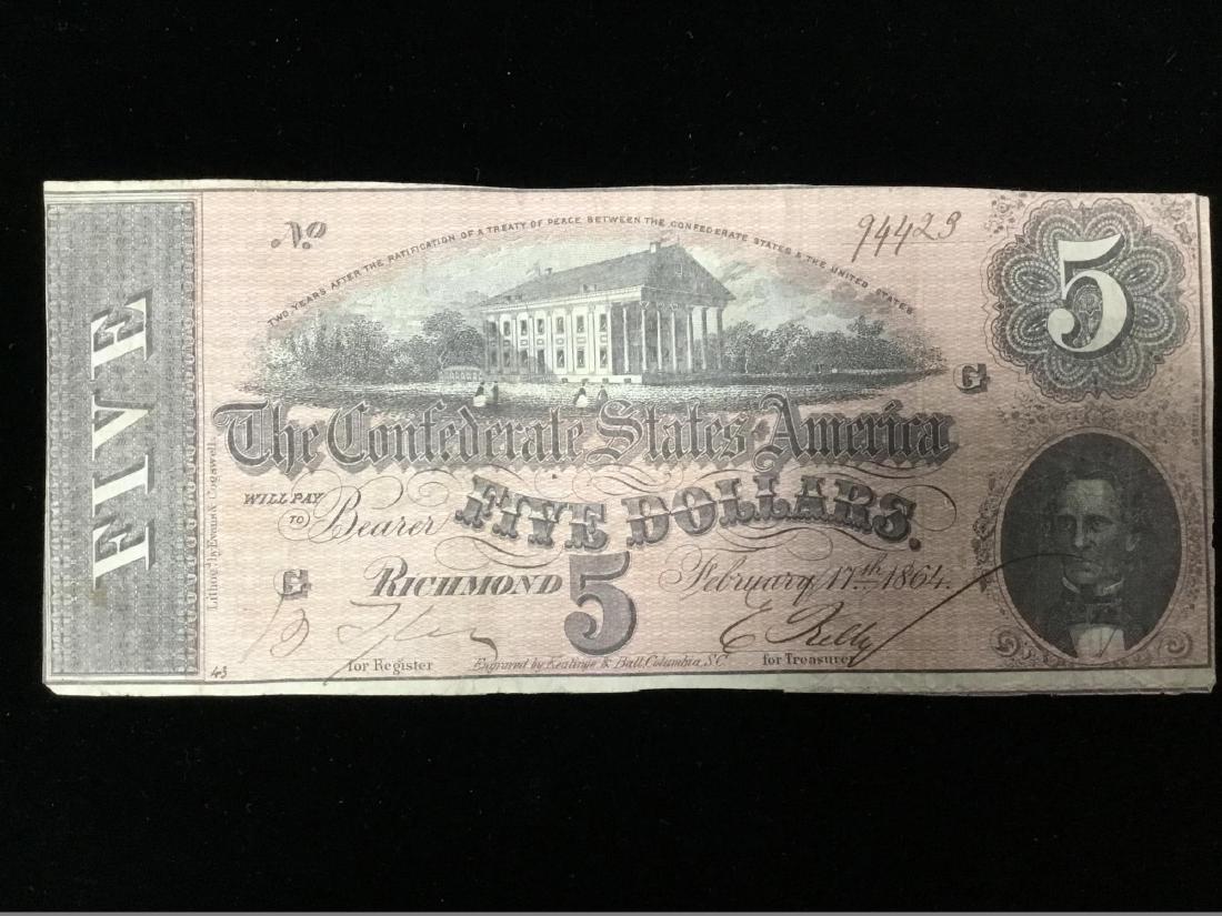 1864 $5 CSA Richmond Note: 1864 $5 CSA Richmond Note