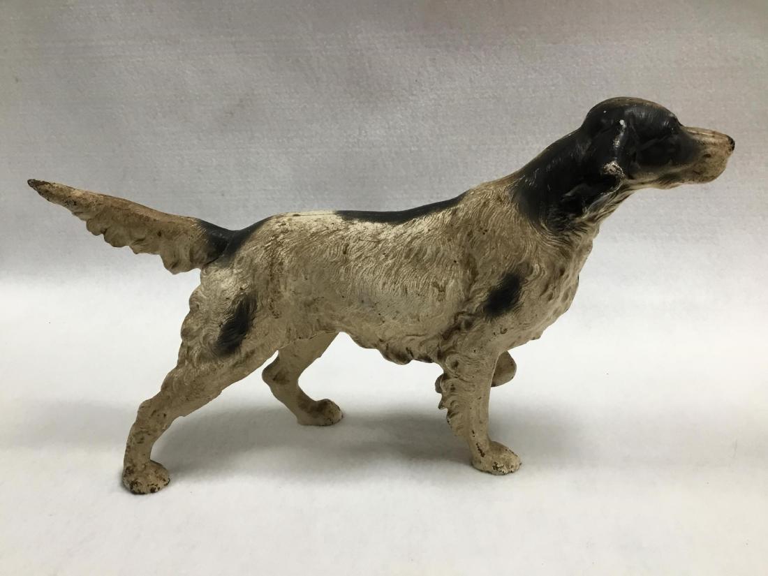 Cast Iron Bird Dog Door Stop: 15.5 Inches x 8.75 Inches. Minor paint loss, no chips or cracks.