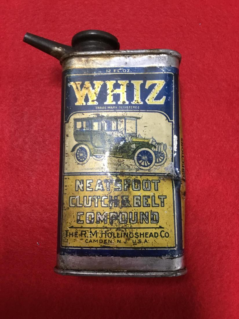 Whiz Neatsfoot Clutch and Belt Compund Car: Found condition, does have dent on front and back of can.